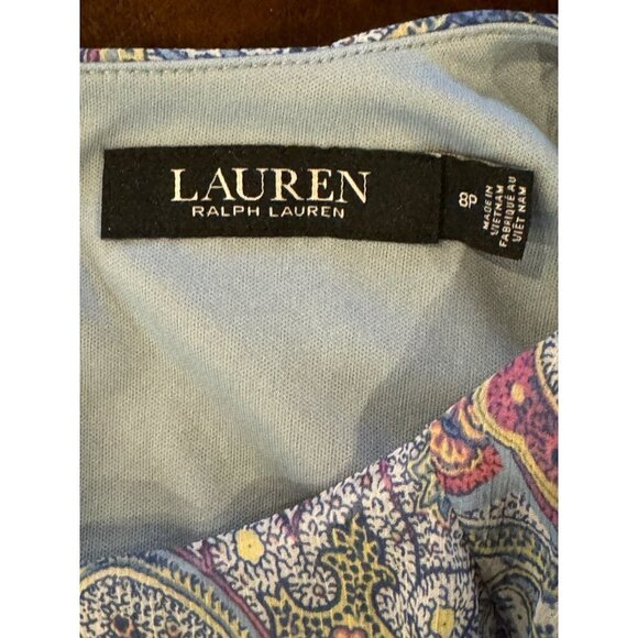 Lauren Ralph Lauren Blue And Purple Paisley Ruffle Detail Mini Shift Dress‎ 8P - Picture 8 of 11